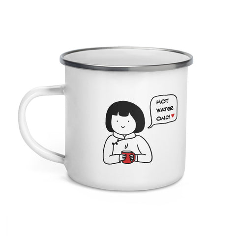 enamel mug designed for hot water lovers